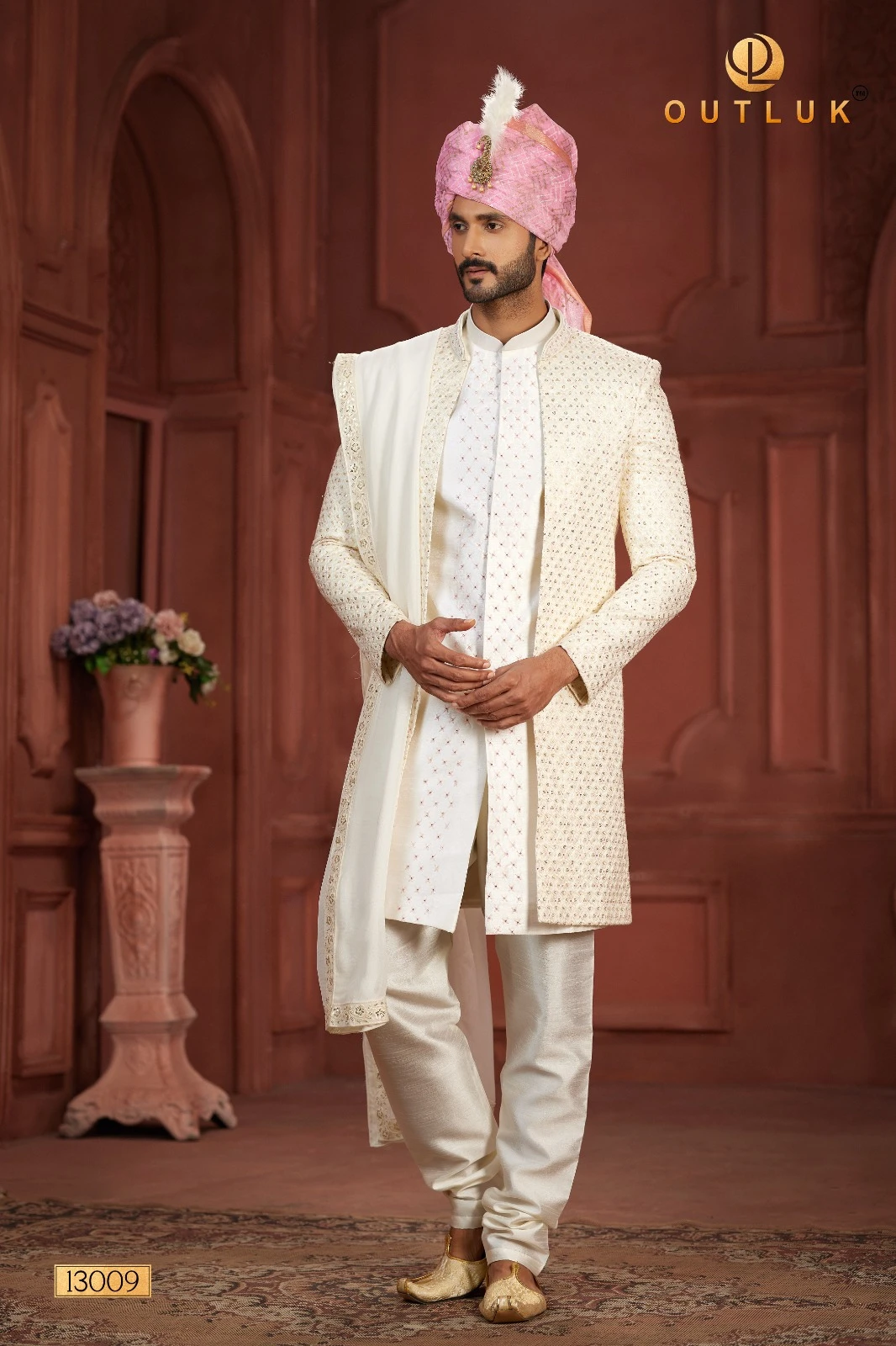 Outluk Wedding Sherwani Vol 13 Pure Silk Wholesale Handwork Sherwani Collection Catalog — Singles, MPA wholesale from Surat - Gallery Image 5